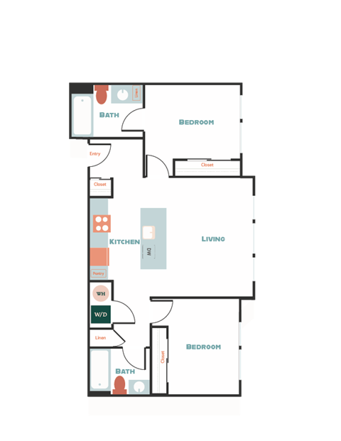 a floor plan of a unit with a bedroom and a living room